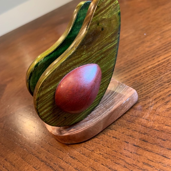 Handmade Wooden Avocados Earthy Small Napkin Holder - Picture 6 of 13